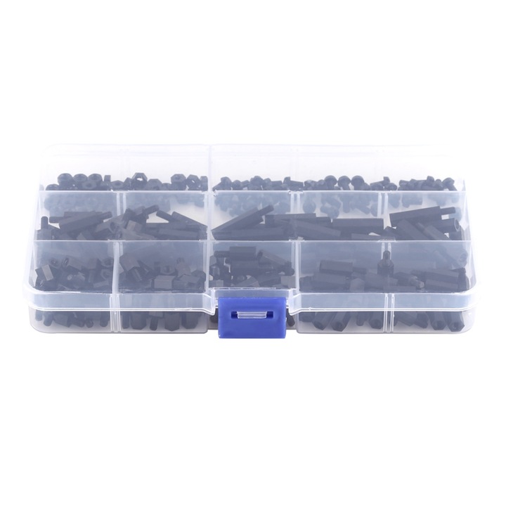 Set 250 piulite si suruburi hexagonale, Enforose, din nailon, M3