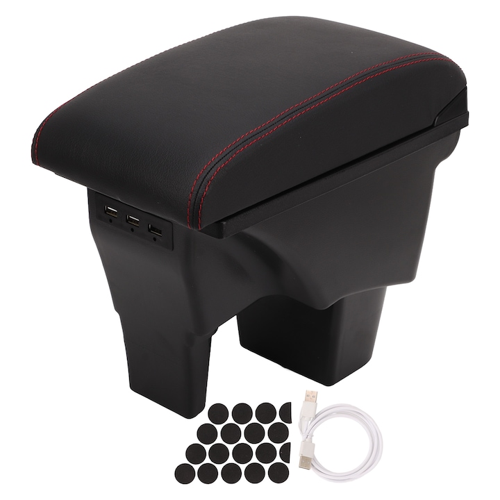 Автомобилен подлакътник, Jormftte, за Suzuki VITARA, с USB интерфейс, черен