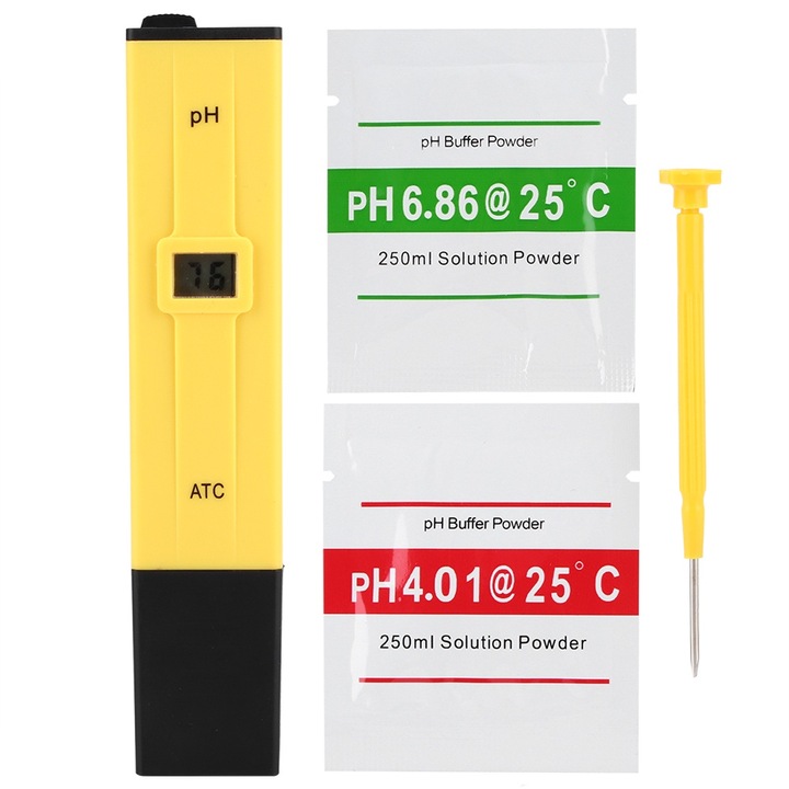 Jormftte hordozható digitális pH-mérő, vízálló, kompakt, akváriumba, medencébe, laboratóriumba, 10x2x2cm