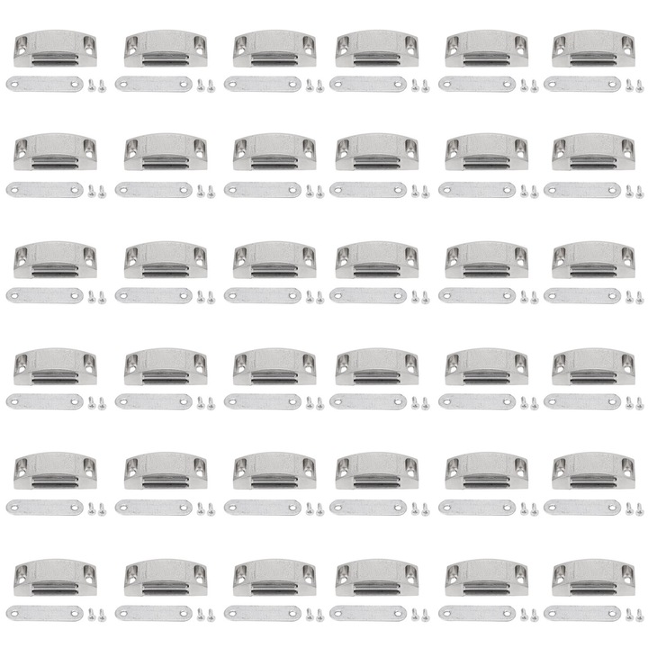 Set 36 buc. prinderi magnetice pentru usi dulap, Enforose, otel inoxidabil, dimensiuni 4.8x0.9x5.6cm