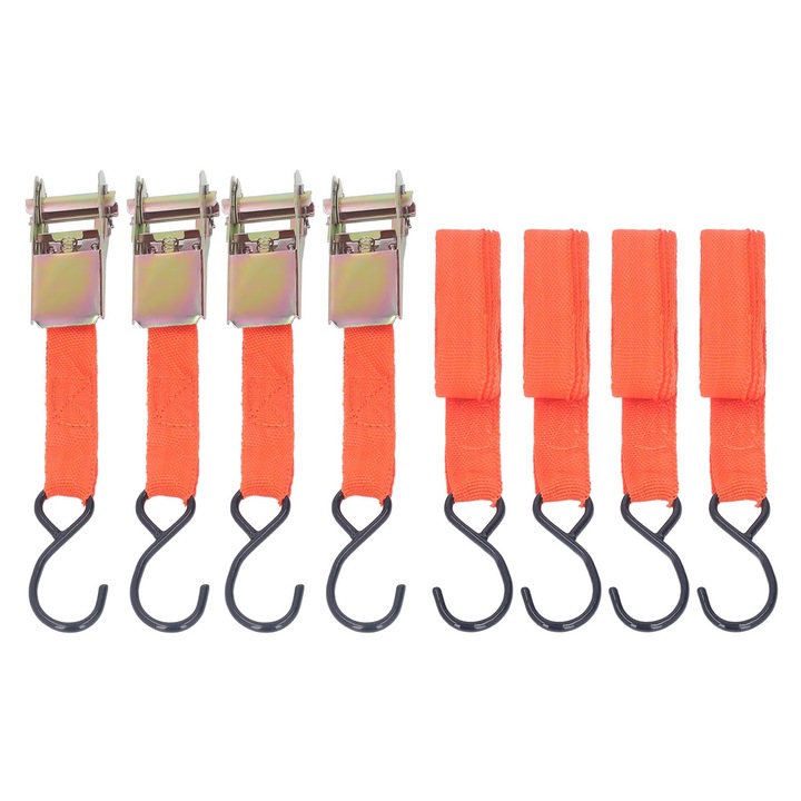 Set de 4 curele de legare cu clichet Enforose, 15ft x 25mm, portocalii