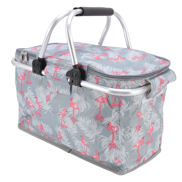 Jormftte szigetelt piknikkosár, 22L űrtartalom, hordozható kialakítás, dupla cipzárral, többszínű