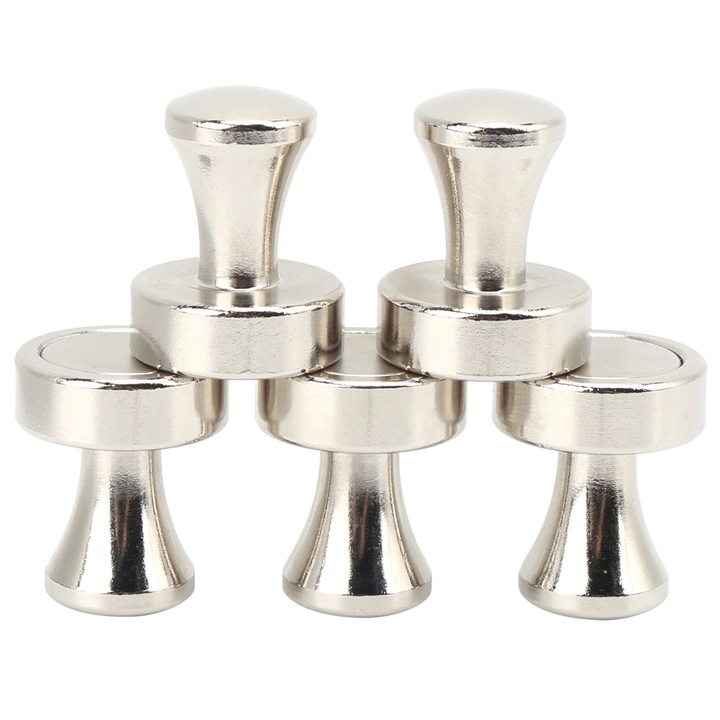 Комплект 5 магнитни пина, Enforose, нисковъглеродна стомана, 20x25 мм, приложения за офис и училище