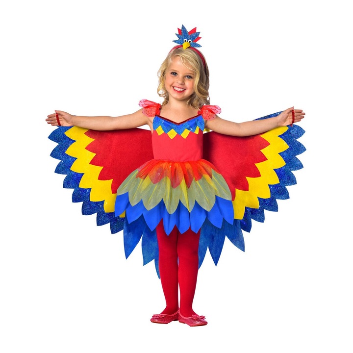 Farsangi jelmez aranyos papagáj szárnyakkal 120cm-es (5-6 éves) gyerekeknek