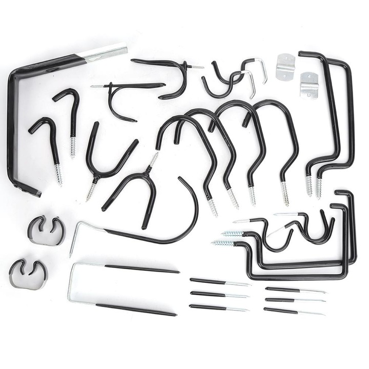 Комплект от 30 куки за съхранение от поцинкована стомана, Enforose, за градински инструменти и оборудване, с винилово покритие