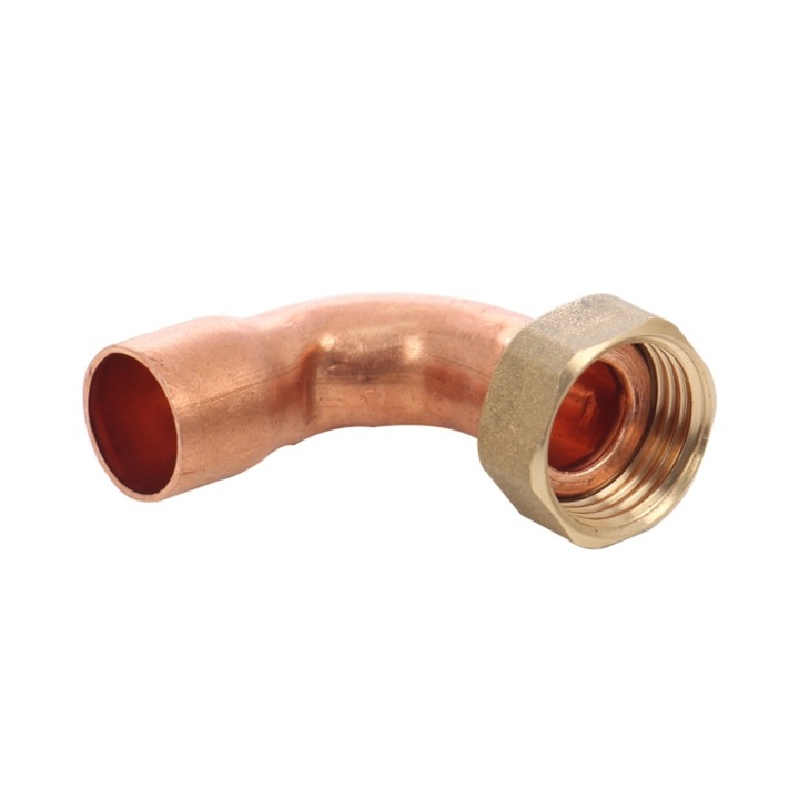 Racord semiolandez cu cot interior-interior, cupru, 15 mm x 1/2"