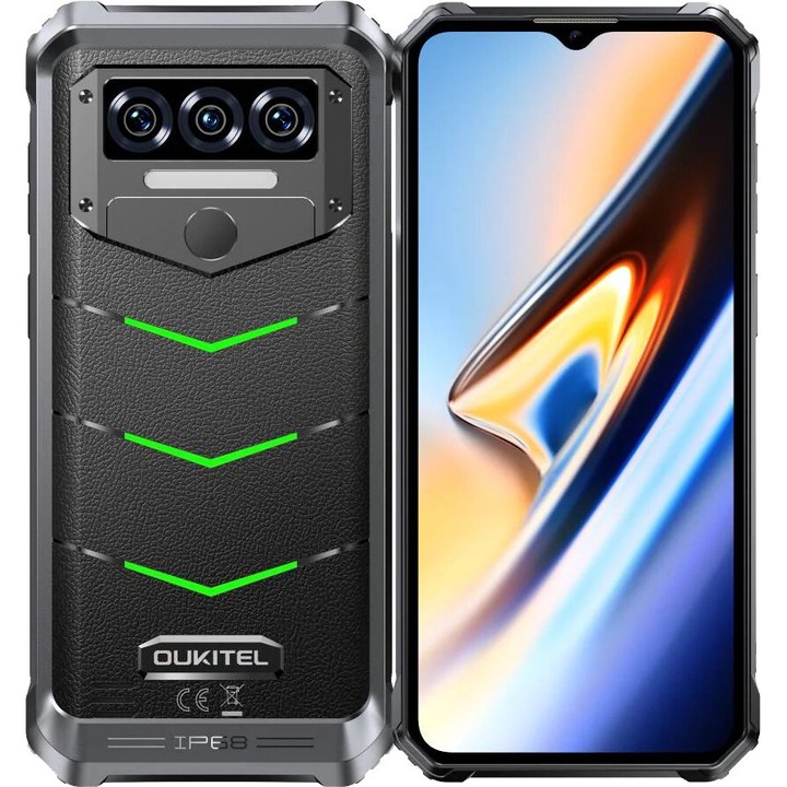 Telefon mobil Oukitel WP38 Green, 4G, 6.52" LCD, 12GB RAM (6GB + 6GB extensibili), 256GB ROM, Android 13, Mediatek MT8788, NFC, Amprenta, 10600mAh, Dual SIM