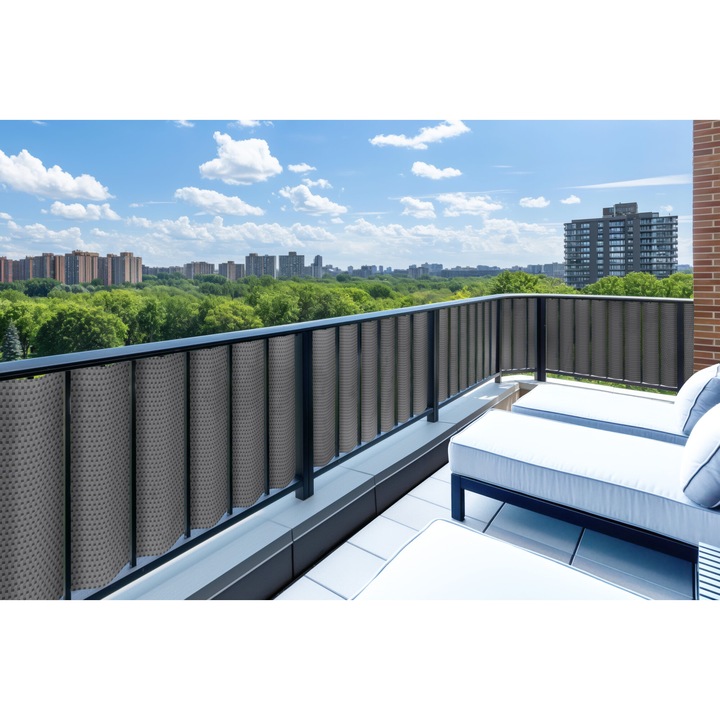 Параван за балкон от техноратан RattanArt, Тъмносив