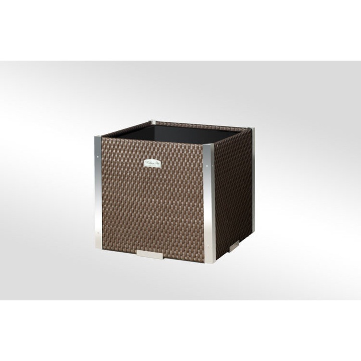Ghiveci de gradina RattanArt Technorattan 46x46x46cm elemente din aluminiu RD08 Paie, Technorattan