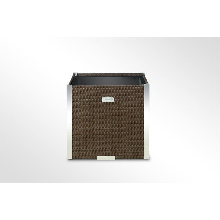 Ghiveci de gradina RattanArt Technorattan 46x46x46cm elemente din aluminiu RD18 Crem, Technorattan