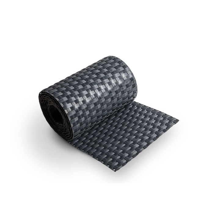 Banda de gard RattanArt Technorattan, Ratan, 1200 g/m2, 19x255 cm, Antracit