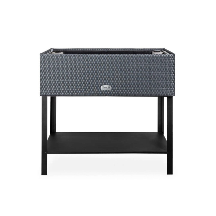 Edények öntözőrendszerrel és RattanArt állvánnyal 95x40x30cm, szürke