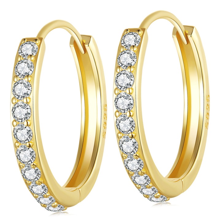 Cerceidama, argint 925, cristale transparente, 15x3mm, placati cu aur