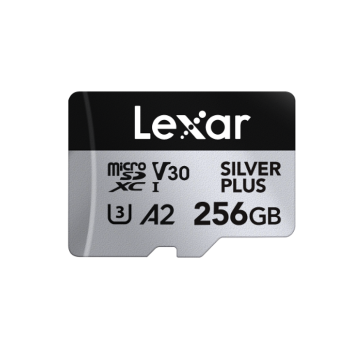 Micro SD карта Lexar Professional Silver Plus 256GB, 205 MB/s, MicroSDXC UHS-I с адаптер, C10, U3, A2, V30, Full HD, 4K UHD
