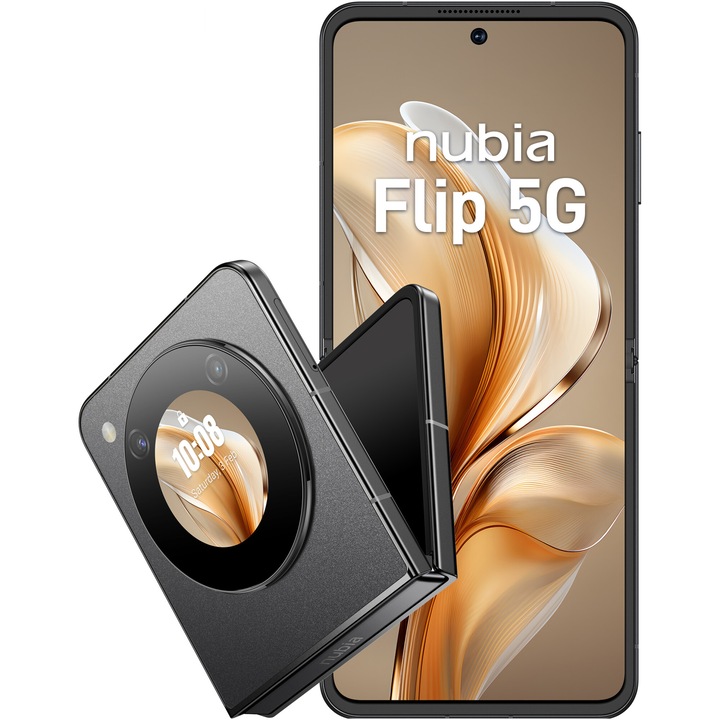 Смартфон ZTE nubia FLIP, Dual SIM, 8GB RAM, 256GB, 5G, Черен
