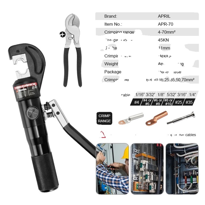 APR-70 hidraulikus fogó vágóéllel, 4-70mm, 45KN, fekete