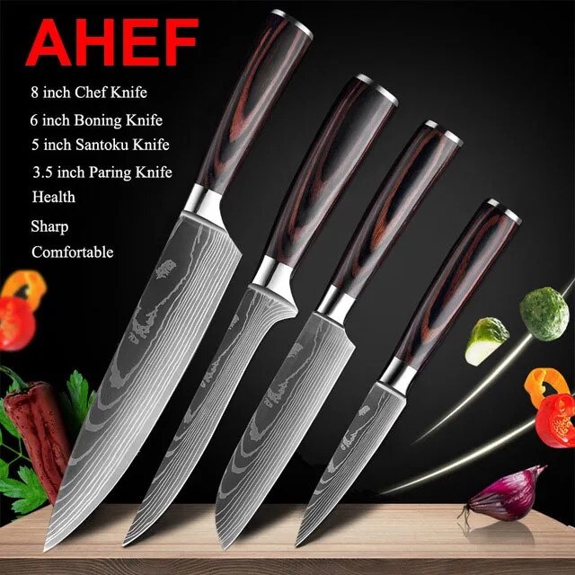 Set 4 Cutite Japoneze, Inox, Maner Pakka, Multifunctionale - eMAG.ro