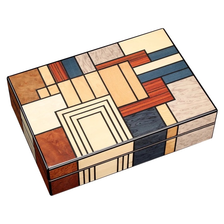 Humidor din lemn de cedru, cu higrometru, design elegant, multicolor, dimensiuni ample