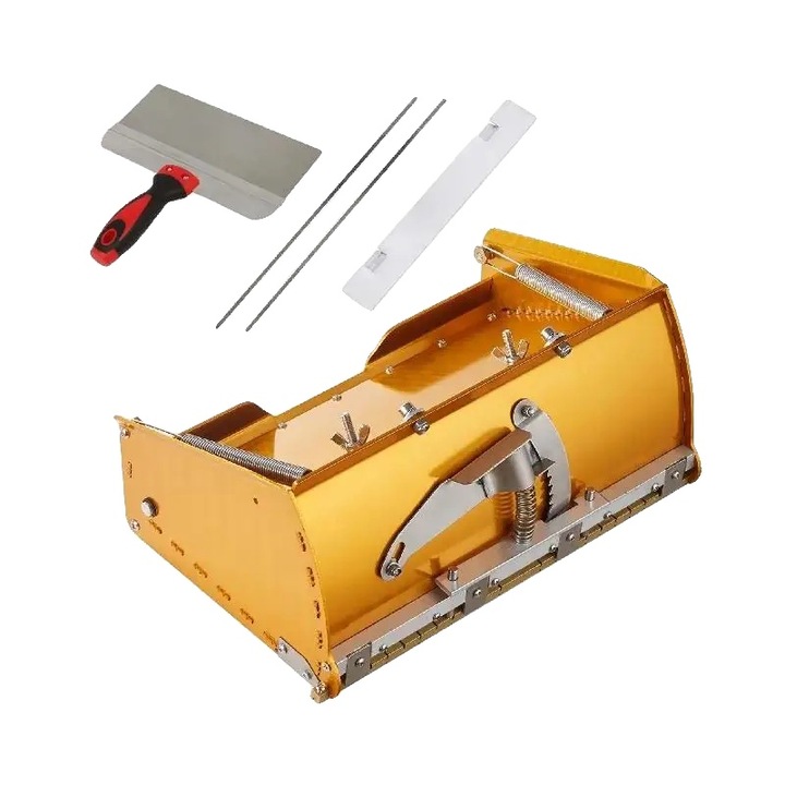 Cutie pentru Glet VEVOR, 10 inch, Aluminiu, cu 2 Lame Suplimentare, Galben