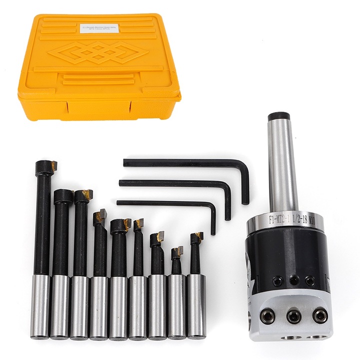 Set scule de gaurit, 50mm cap de gaurit, 9 varfuri din carbide, 12mm bara de gaurit, 23.5x20.5x8cm