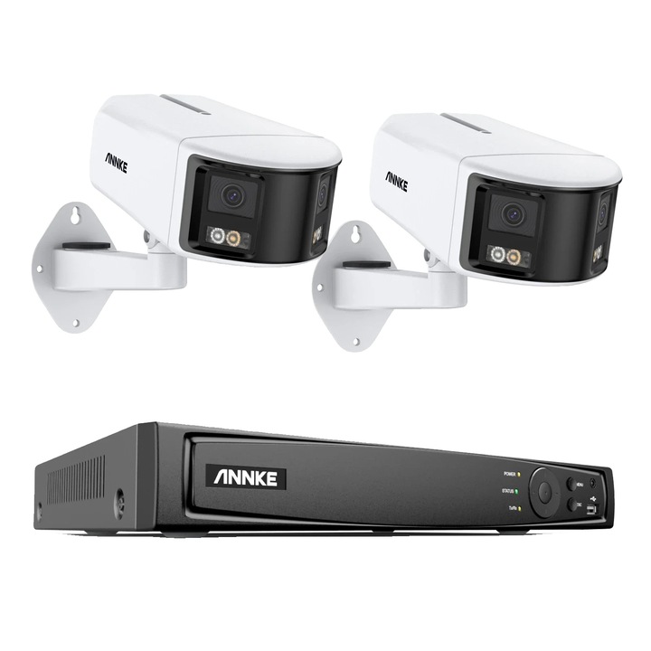 Camera de securitate 8MP, Annke, obiectiv dublu, panoramica 180 de grade, NVR 8CH, kituri NVR 8CH