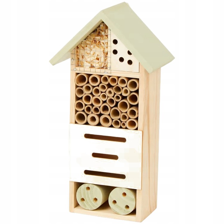 Casuta pentru insecte, CARDSPLITTER, hotel pentru albine si fluturi, lemn natural, 27x13,5x8,5cm