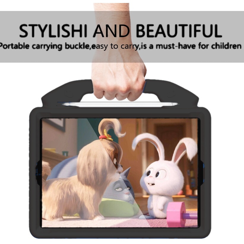 Husa pentru tableta pentru copii, carcasa din silicon moale, rezistenta la socuri si caderi, protectie pentru camera, portabila, pentru iPad 10.2 (2019)/Air 3 10.5, negru