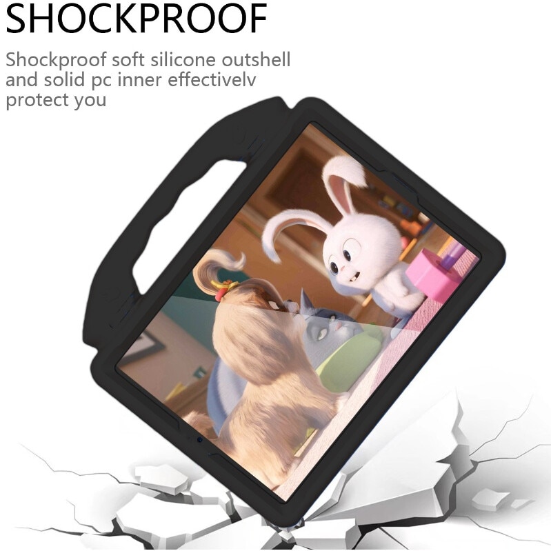 Husa pentru tableta pentru copii, carcasa din silicon moale, rezistenta la socuri si caderi, protectie pentru camera, portabila, pentru iPad 10.2 (2019)/Air 3 10.5, negru