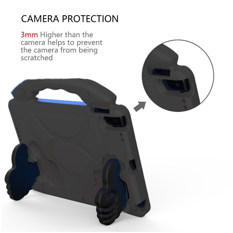 Husa pentru tableta pentru copii, carcasa din silicon moale, rezistenta la socuri si caderi, protectie pentru camera, portabila, pentru iPad 10.2 (2019)/Air 3 10.5, negru