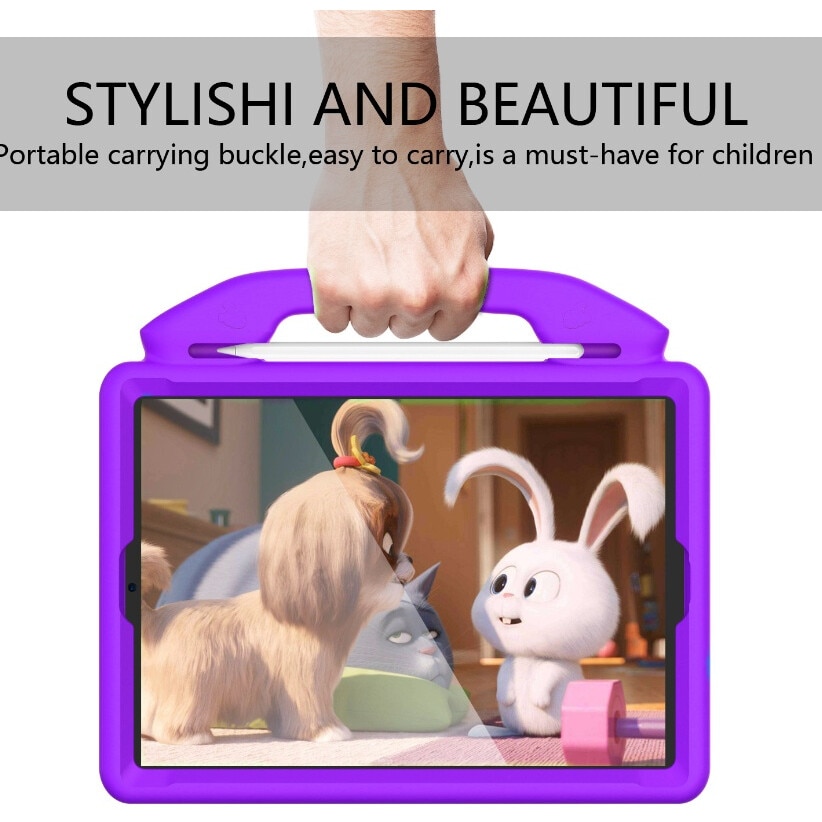 Husa pentru tableta pentru copii, carcasa din silicon moale, rezistenta la socuri si caderi, protectie pentru camera, portabila, pentru iPad 10.2 (2019)/Air 3 10.5, violet