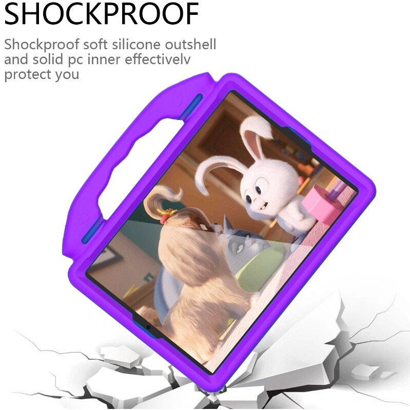 Husa pentru tableta pentru copii, carcasa din silicon moale, rezistenta la socuri si caderi, protectie pentru camera, portabila, pentru iPad 10.2 (2019)/Air 3 10.5, violet