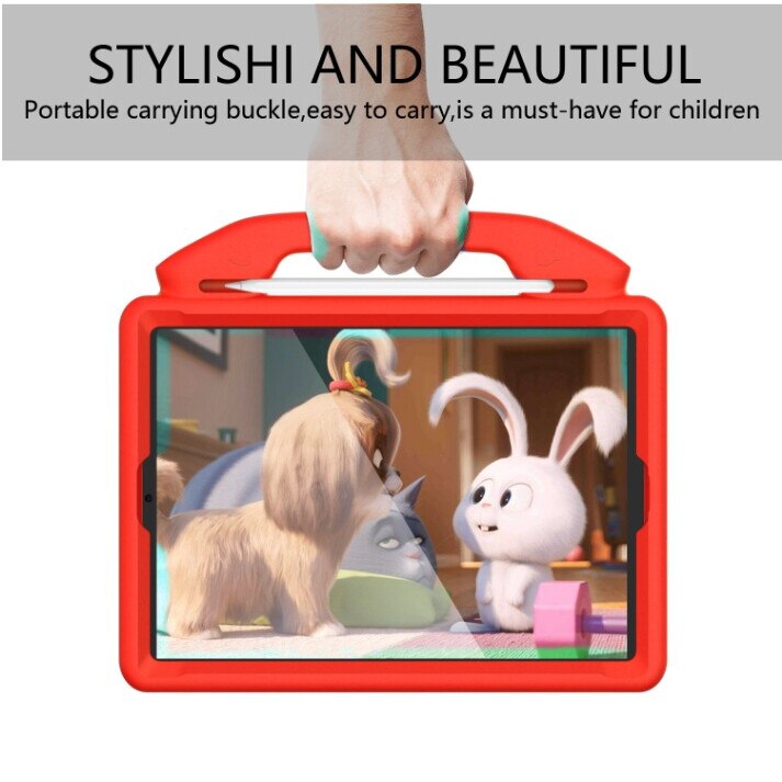Husa pentru tableta pentru copii, carcasa din silicon moale, rezistenta la socuri si caderi, protectie pentru camera, portabila, pentru iPad 10.2 (2019)/Air 3 10.5, rosu
