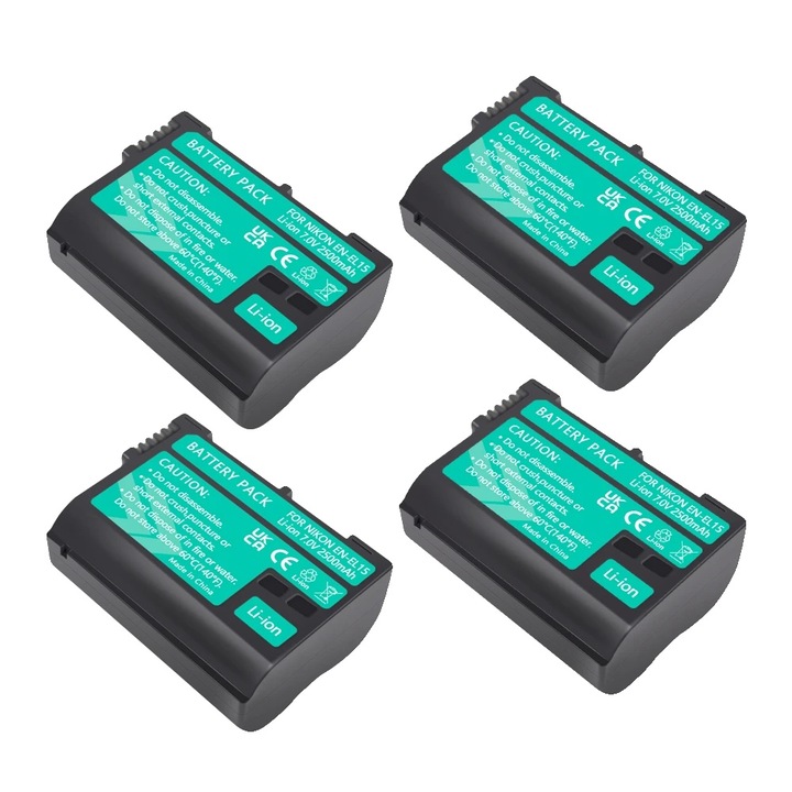 4 db EN-EL15 akkumulátor készlet, 2500mAh, USB LCD töltő, Nikon fényképezőgépekhez