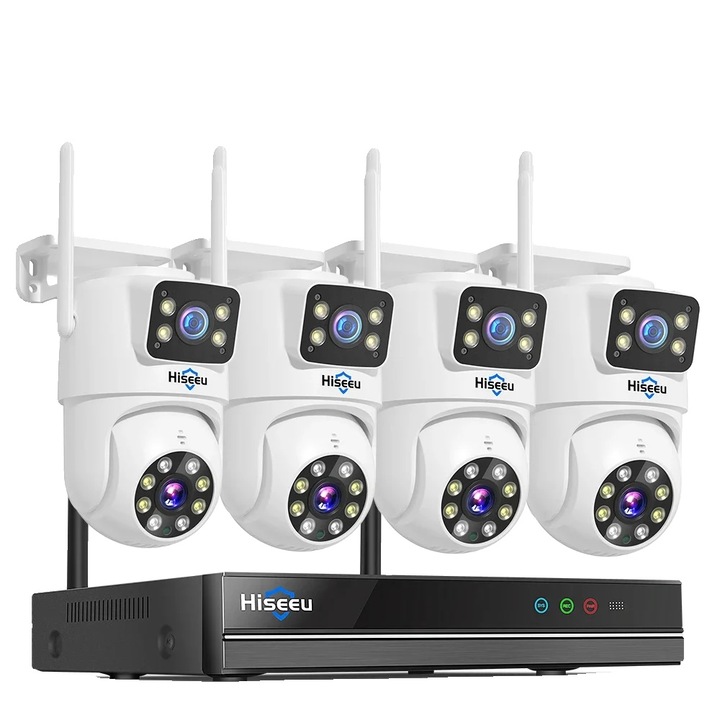 Kit supraveghere 4 camere basic 5 MP, IR 30 M, lentila fixa de 2.8, DVR 4 canale 4K Dahua cu Wizsense, inteligenta artificiala