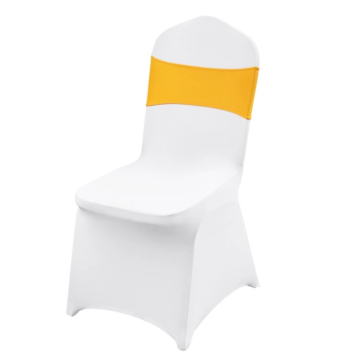 Huse scaune cu sfoara aurie, set 30 buc, alb, dimensiuni 560x450x935mm