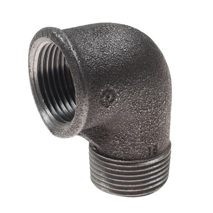 Fekete öntöttvas könyök, FI - FE, 3/4", 90 fok