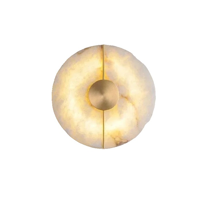 LED fali lámpa, márvány és réz, meleg fény, arany, átmérő 20cm