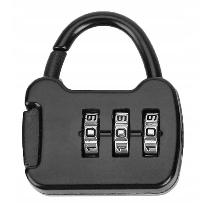 Lacat de siguranta pentru bagaje, M IMPORT, cu cod de 3 cifre, negru, 42x35x8mm