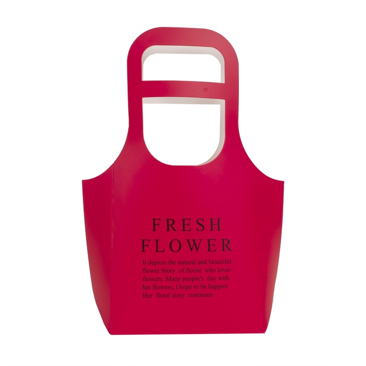 Set 10 cutii carton pliate, model poseta, culoare rosu, 40X30X10 cm, B.S.P. / SL101_1