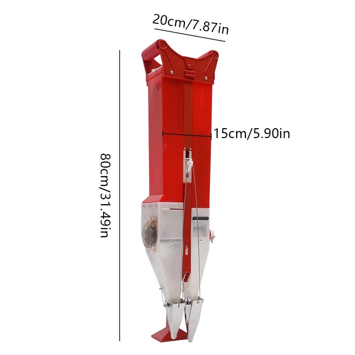 Semanatoare manuala pentru porumb si arahide, capacitate ajustabila, design ergonomic, rosu
