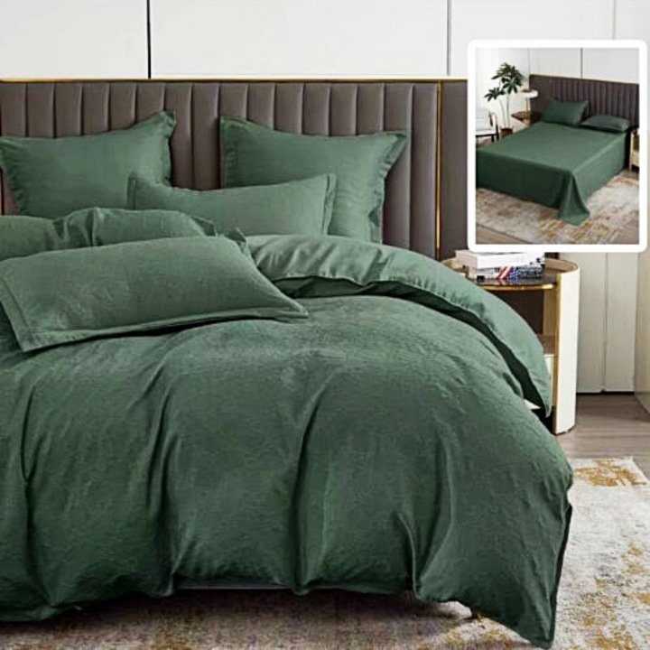 Lenjerie de pat Bumbac Satinat Natur Baroque, 6 piese, pentru pat dublu, verde, Ralex Pucioasa