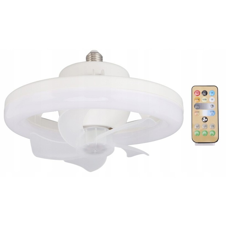Ventilator cu lampa LED M IMPORT, 48W, 3000-6500K, plastic, 62x17cm, cu telecomanda, alb