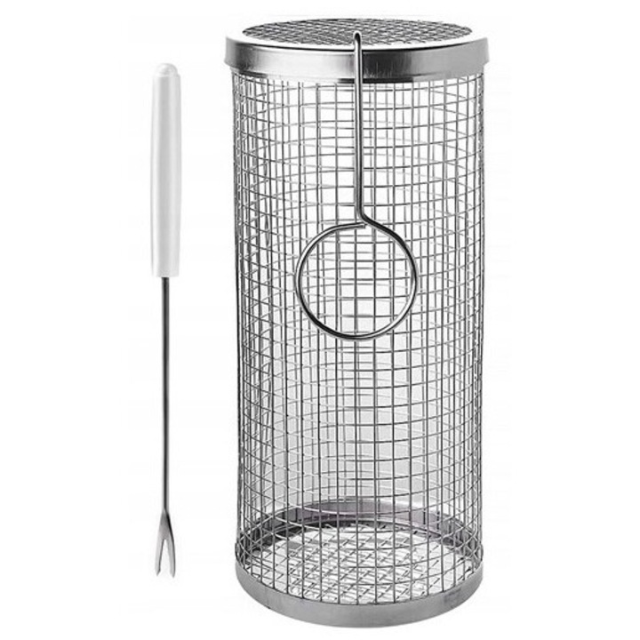 Set 2 cosuri pentru gratar, M IMPORT, 30x9cm, otel inoxidabil, argintiu