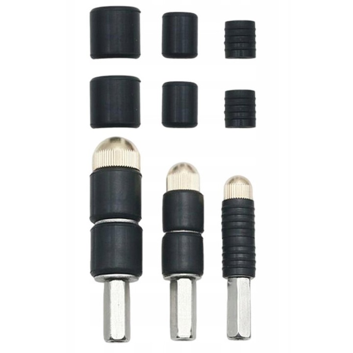 Комплект от 3 уплътнителни тапи за тръби, M IMPORT, гумени, гума, черни, 1/2", 3/4", 3/8"