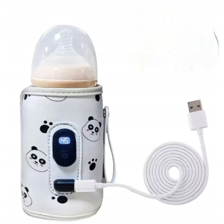 Incalzitor portabil pentru sticle M IMPORT, incarcare USB, afisaj LCD