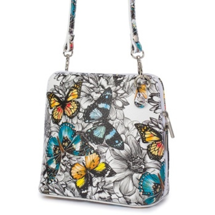 Kis olasz futártáska divatos bőrből Vera Pelle pillangók K03