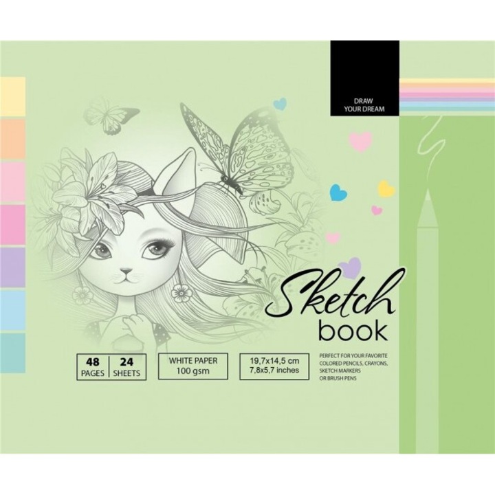 Caiet de schite Fresh, 197x145mm, 48 pagini, 100g/m2