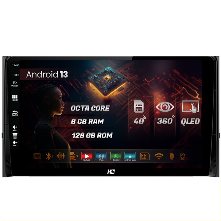 Navigatie HUB64 Skoda Kodiaq, 6GB RAM, Android 13, Octacore, Slot Sim 4G, DSP, GPS, Wi-FI, Carplay, Android Auto, USB, Bluetooth, Waze, Touchscreen, 10.1 Inch