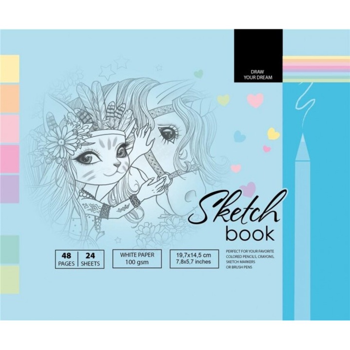 Caiet de schite Fresh, 197x145mm, 48 pagini, 100g/m2