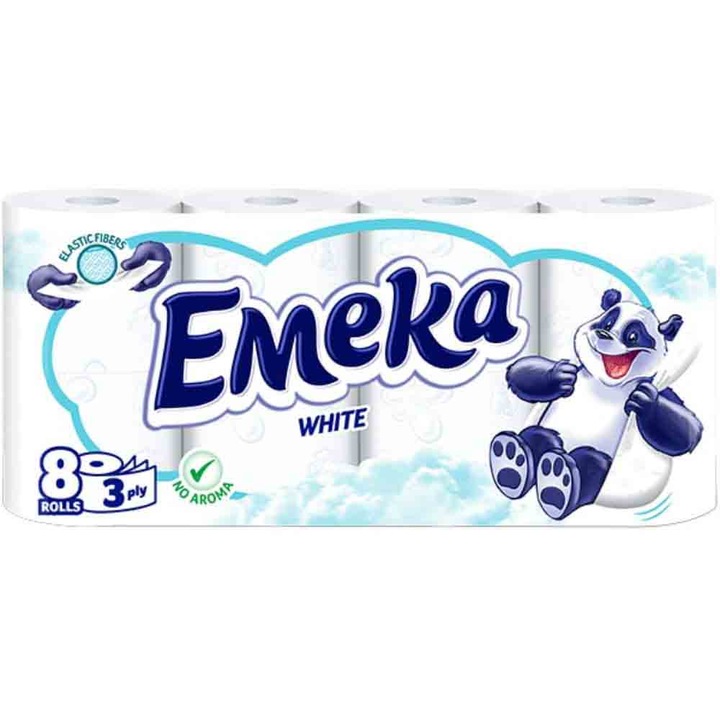 Hartie Igienica Emeka White, 3 Straturi, 8 Role/Bax